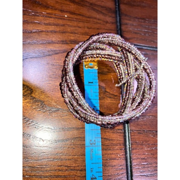 Purple Colorful Beaded Open Cuff Braided Bracelet! - Picture 6 of 7